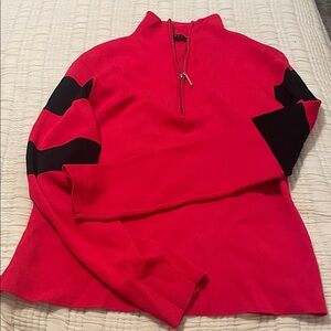 Cyrus Red and Black Half-Zip Women's Sweater